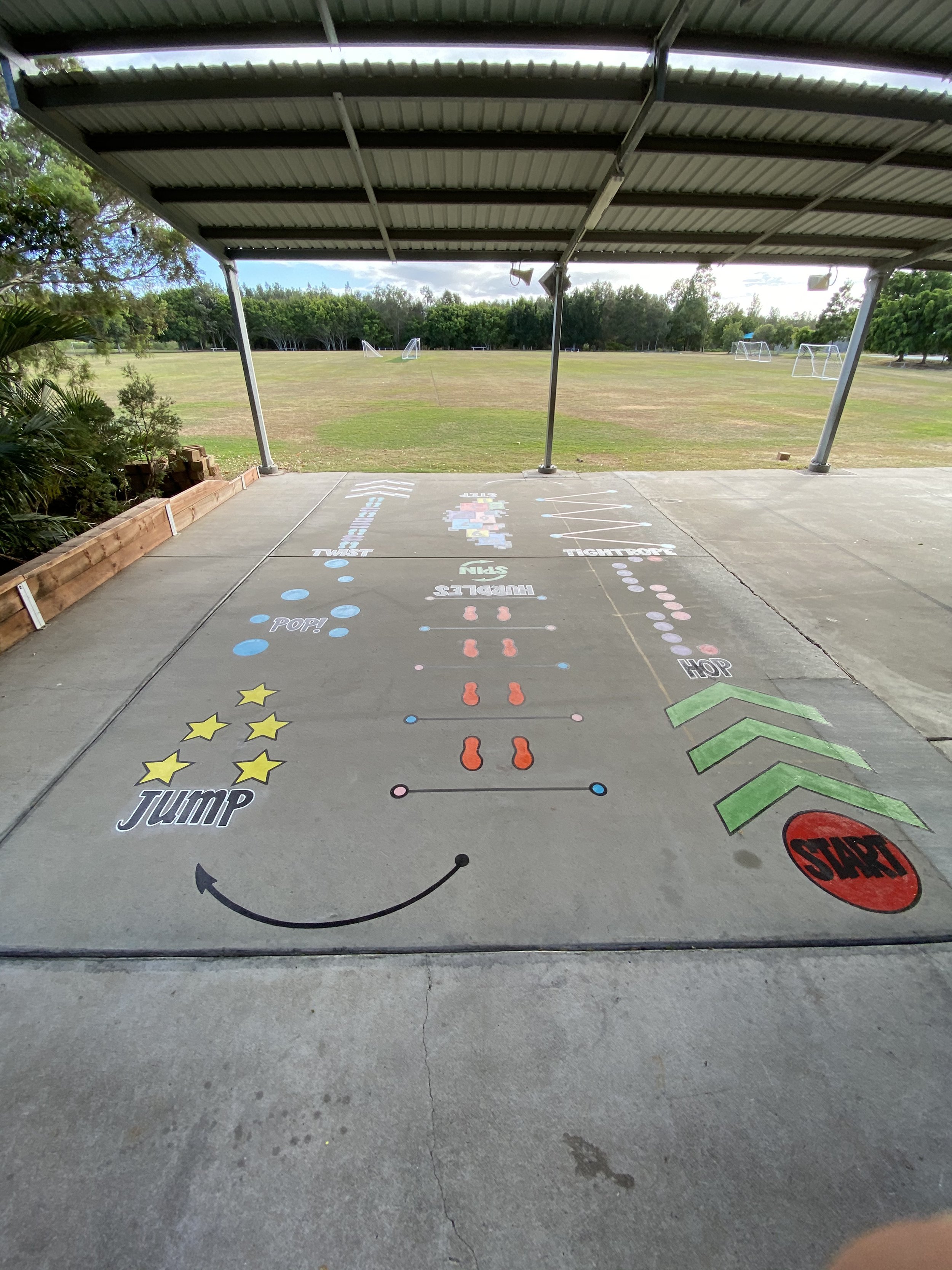  Kids Exercise Course Mueller College painted by mural artist Matt Smidt in Rothwell Brisbane 