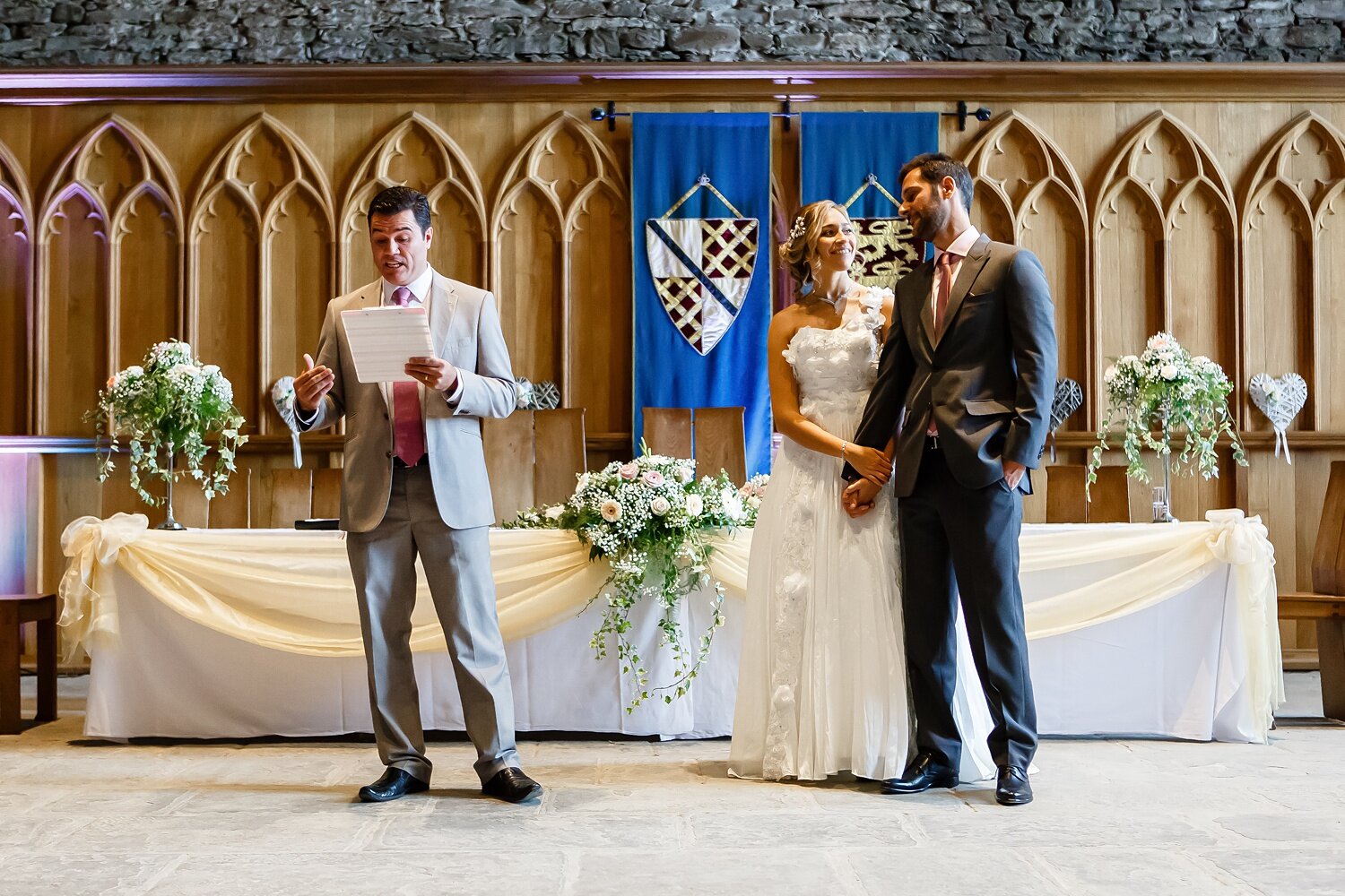 wedding ceremony at Caerphilly Castle