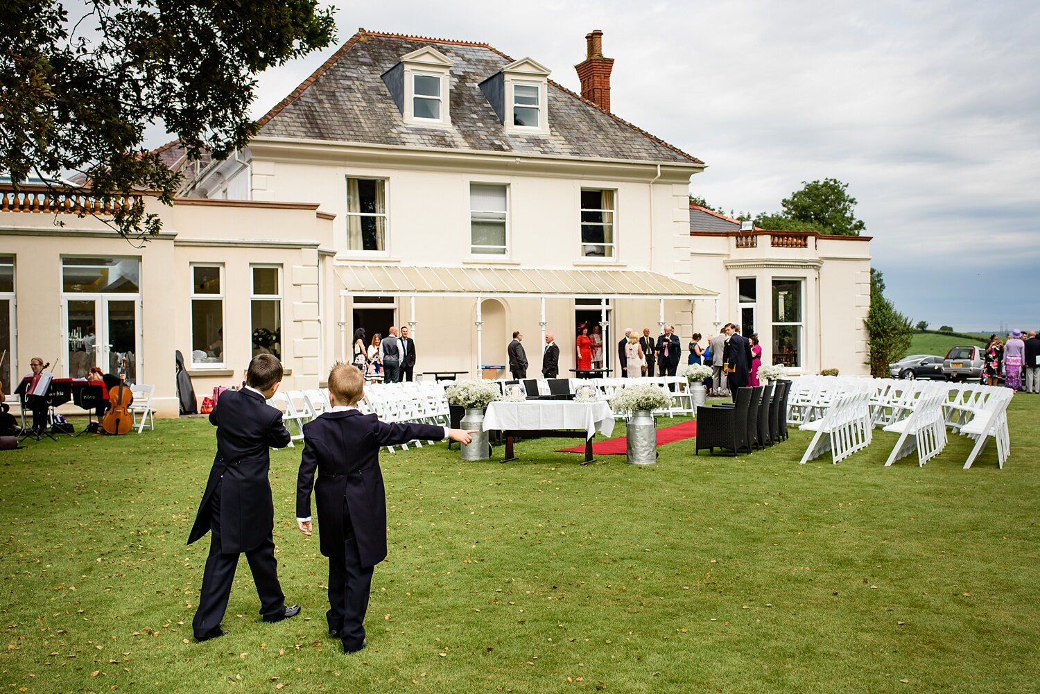 Outdoor wedding ceremony at Mansion House Llansteffan