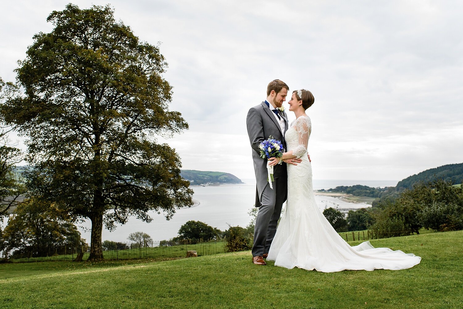 Wedding couple at Mansion House Llansteffan