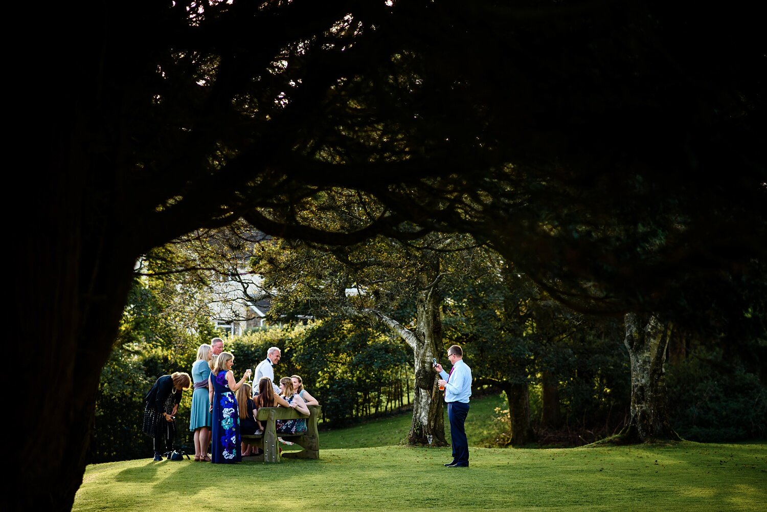 Wedding guests at Mansion House Llansteffan