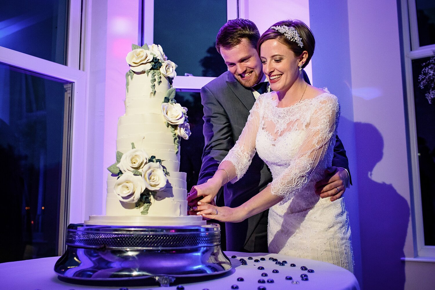 Wedding cake cutting at Mansion House Llansteffan