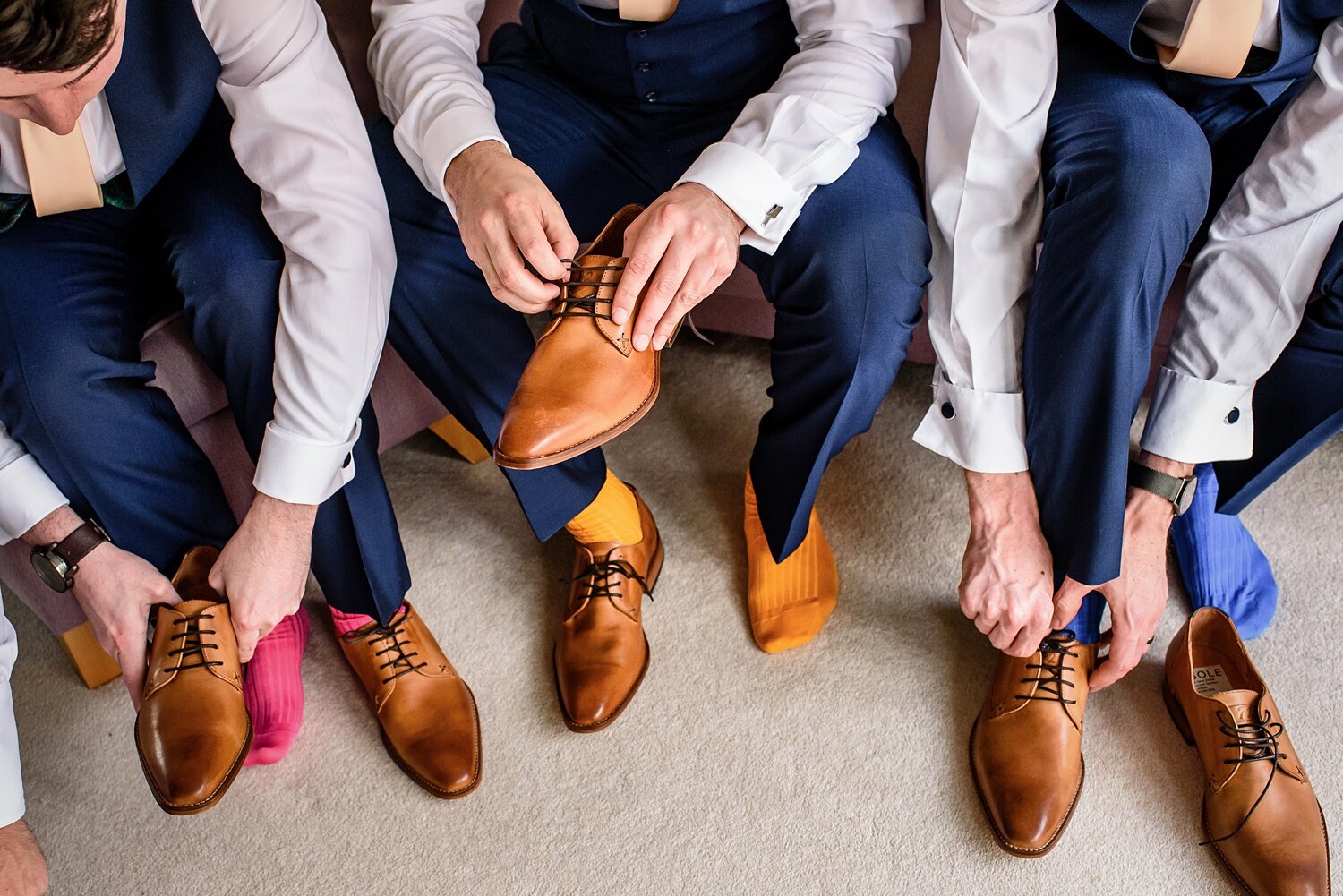 Colourful socks for groomsmen at De Courceys Manor