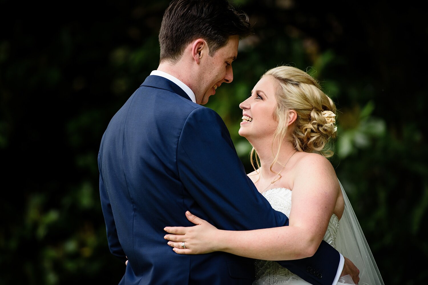 Bride and groom at De Courceys Manor wedding