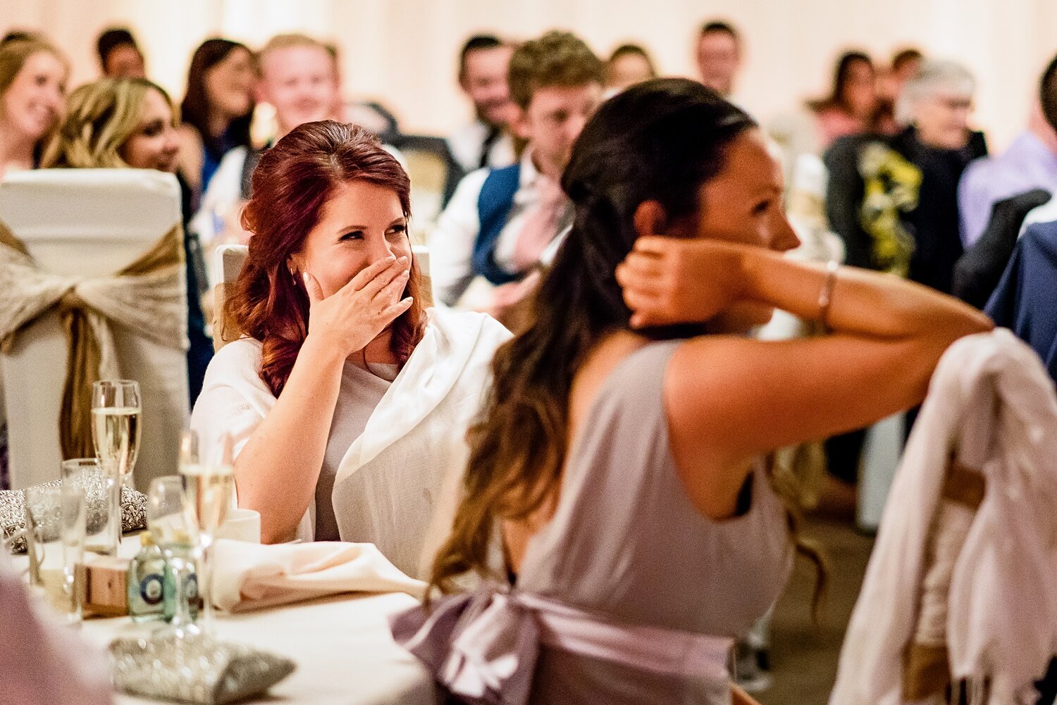 Guests enjoy speeches at Oxwich Bay Hotel