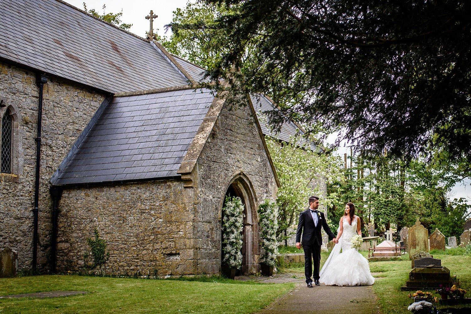 Bride and groom St Marys Penmark