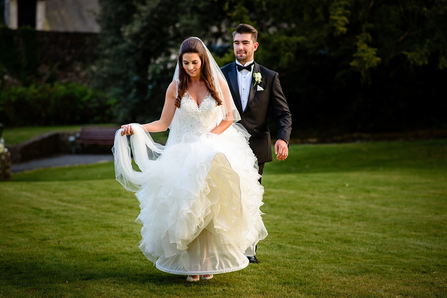 Bride and groom at Fonmon Castle wedding