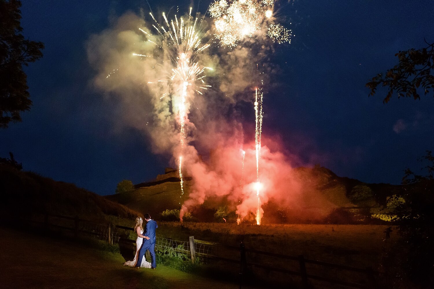 Fireworks at Carreg Cennen Castle wedding