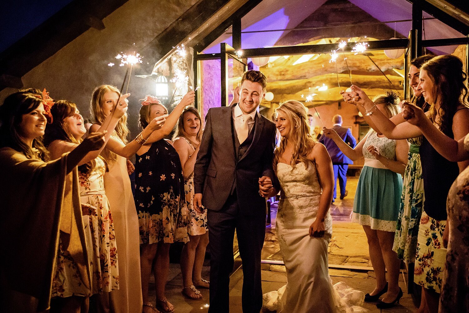 Bride and groom at Carreg Cennen Castle wedding