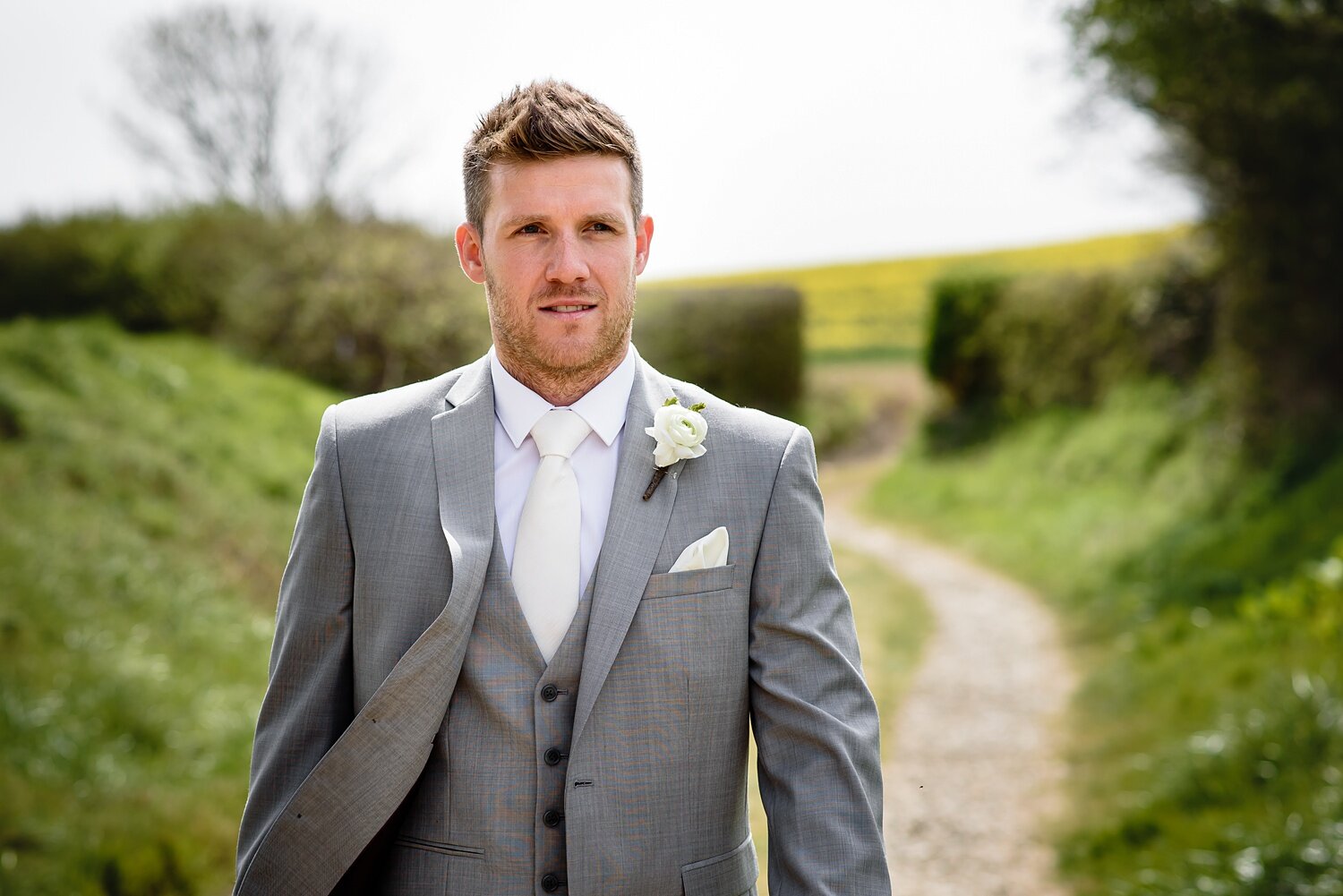 Groom at Rosedew Farm wedding