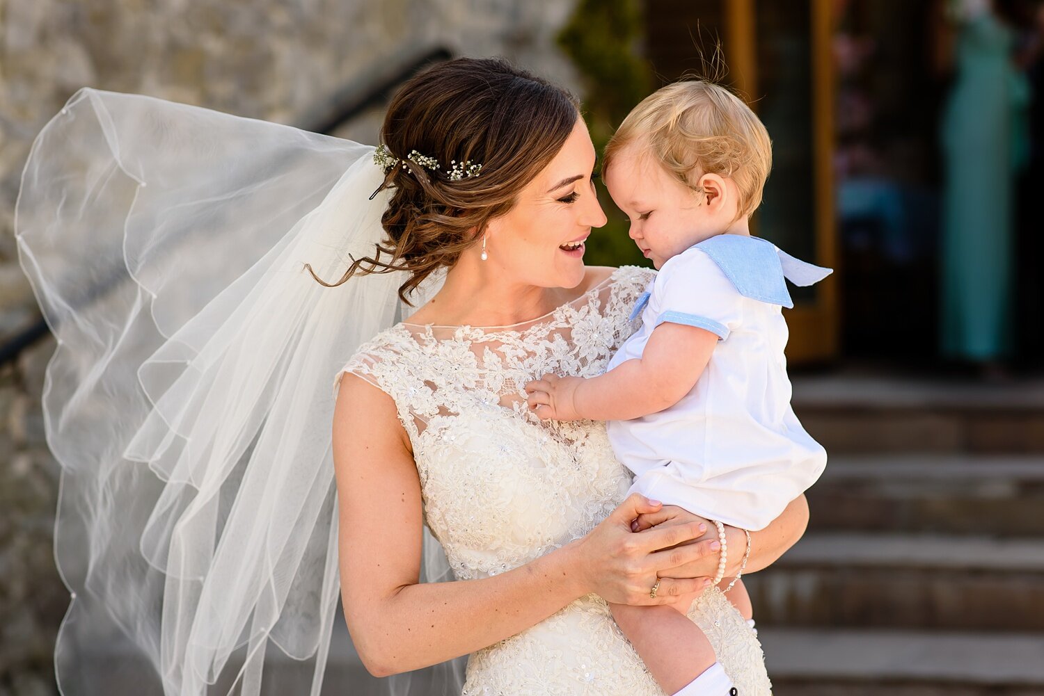 Bride and her boy at Rosedew Farm