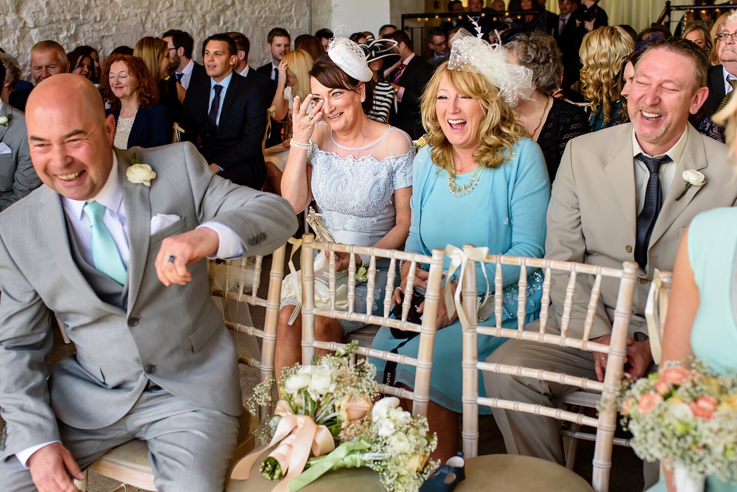 Wedding guests at Rosedew Farm