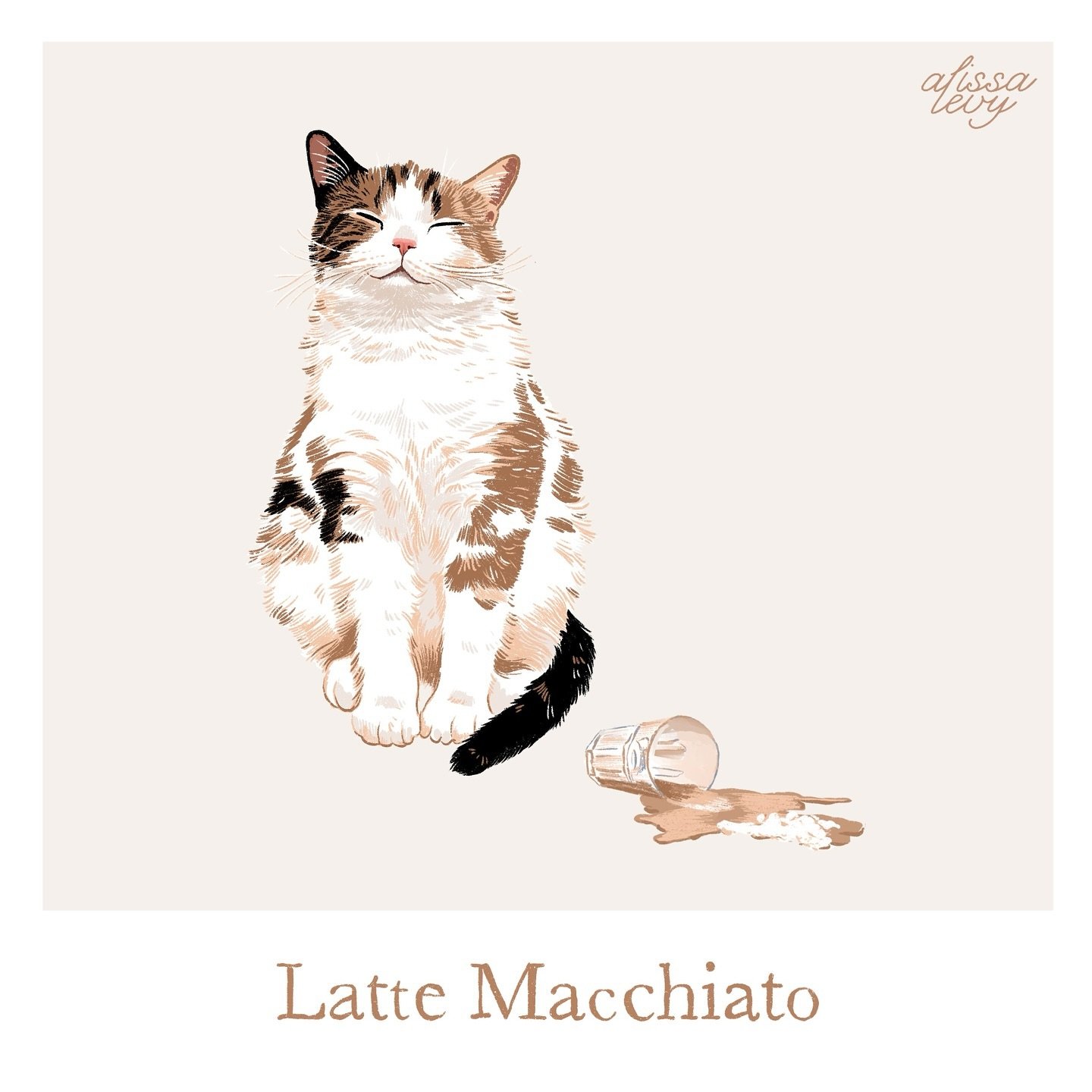 The coffee cats are back, looking all fresh and shiny ☕️ Latte Meowcchiato is available as a postcard in my shop via the link in bio 🤍

#catart #catartist #catillustration #coffeecat #lattemacchiato #levysfriends