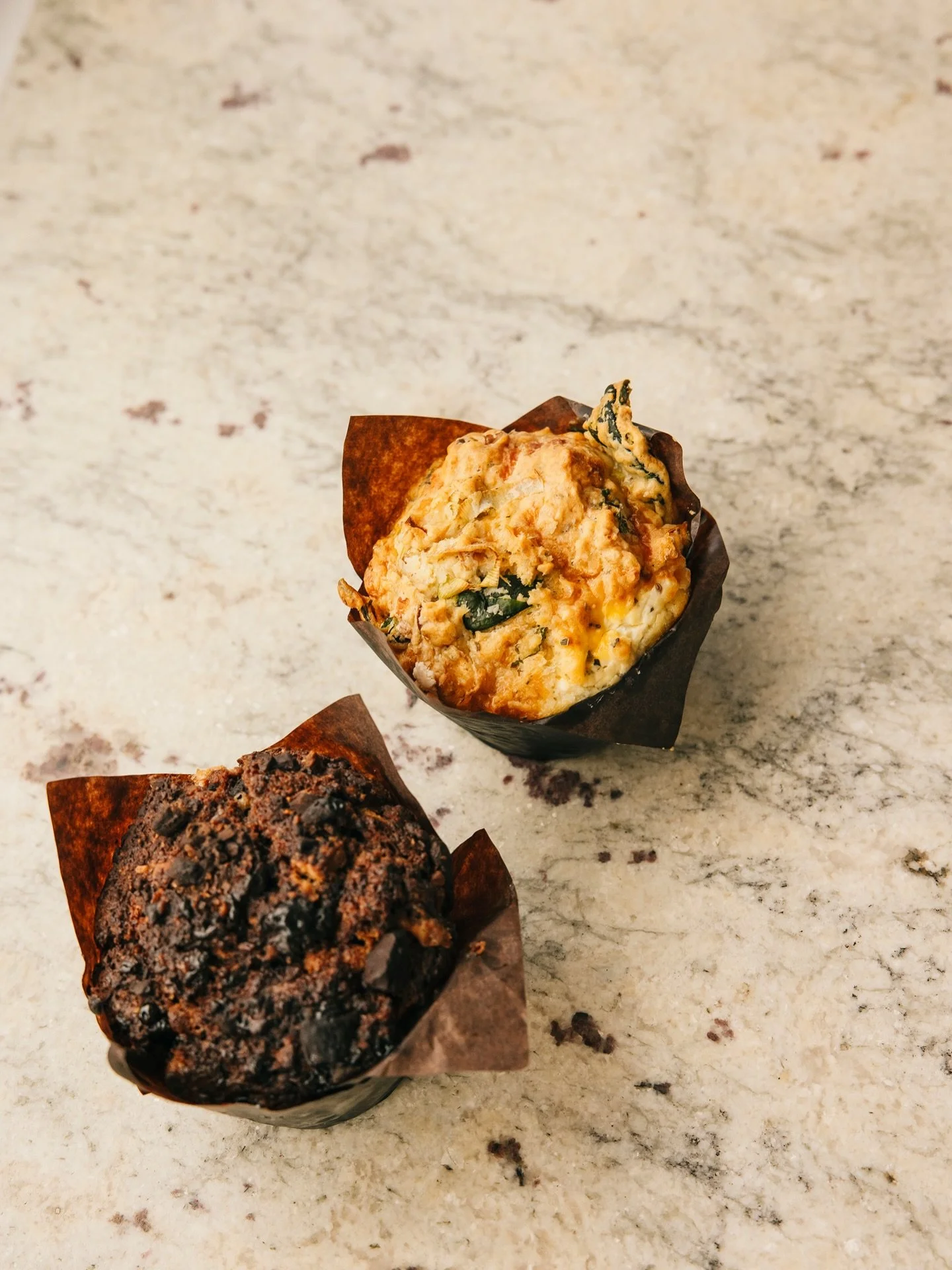 Something sweet or something savoury with your morning coffee? 

Fresh muffins in the cabinet daily.