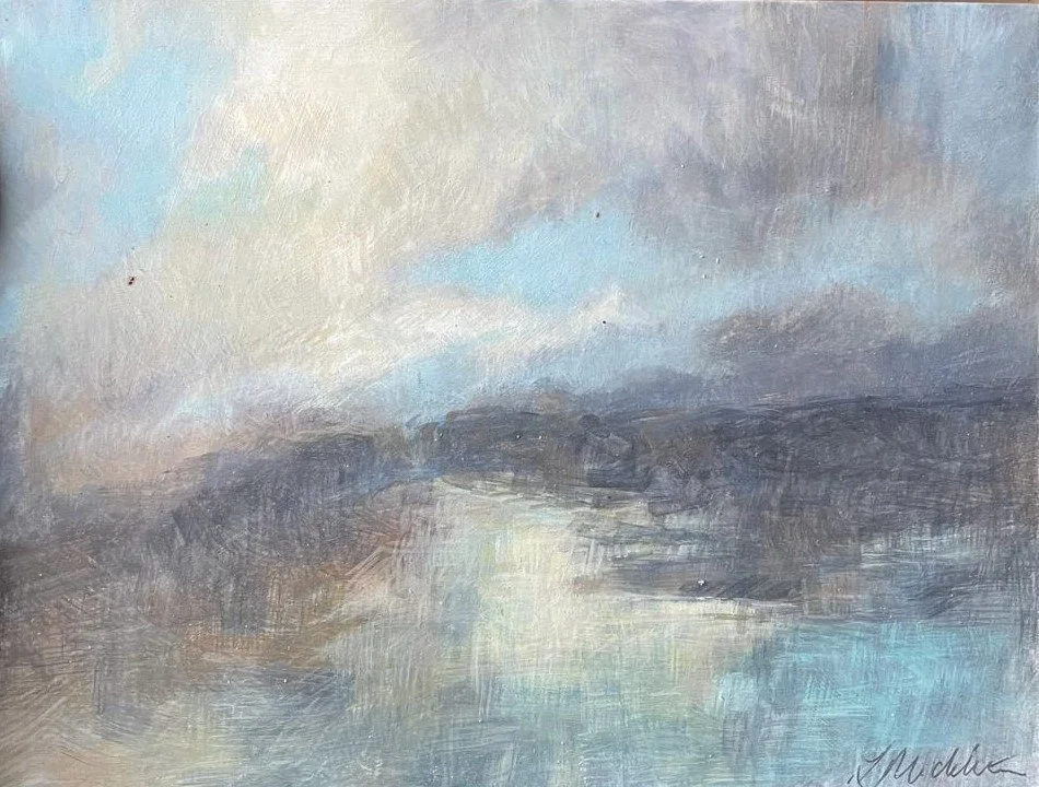 The Estuary, Watercolour and gesso on aluminium, 23 x 18 cm
