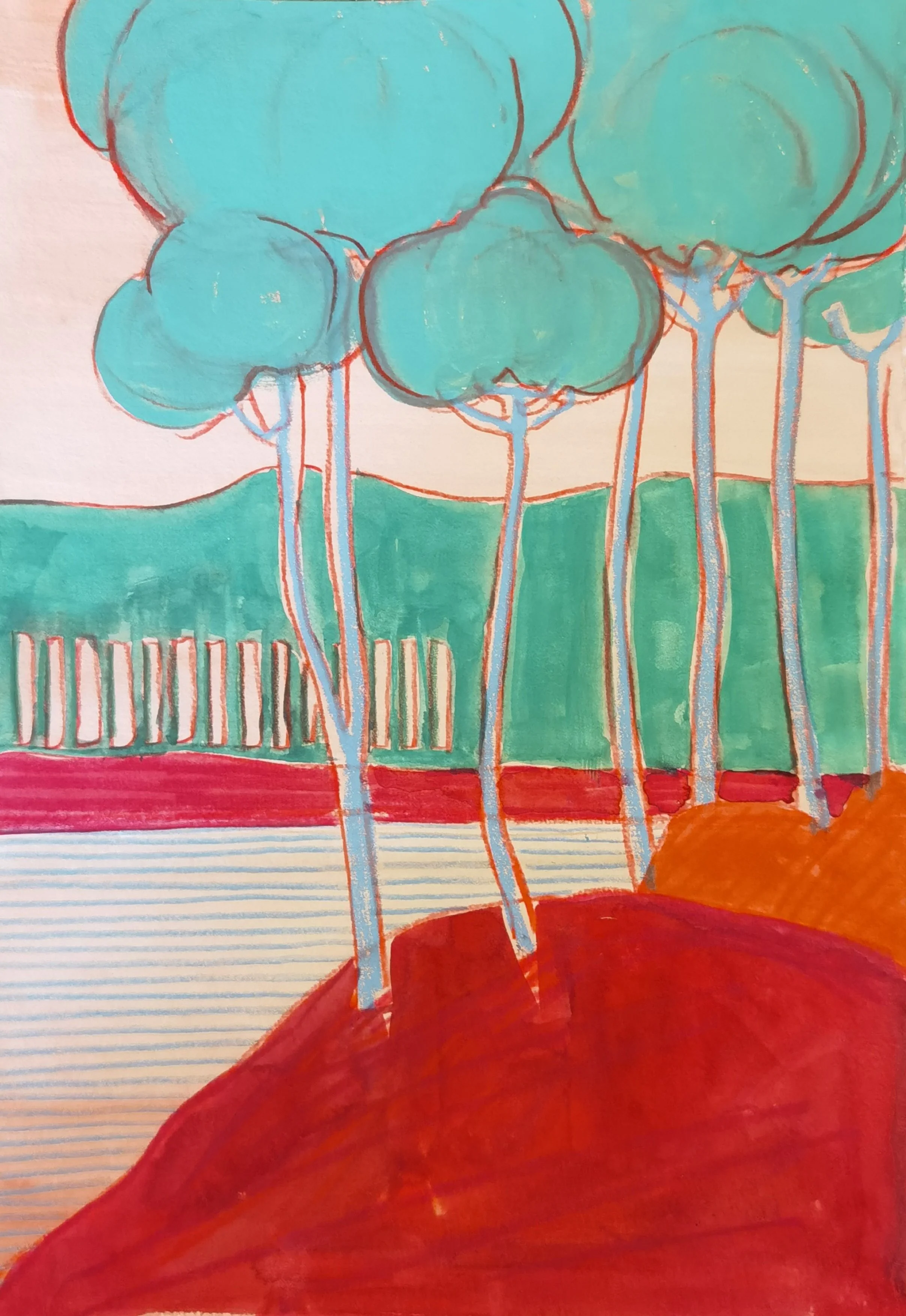 Turquoise Trees with Red Soil, 2024