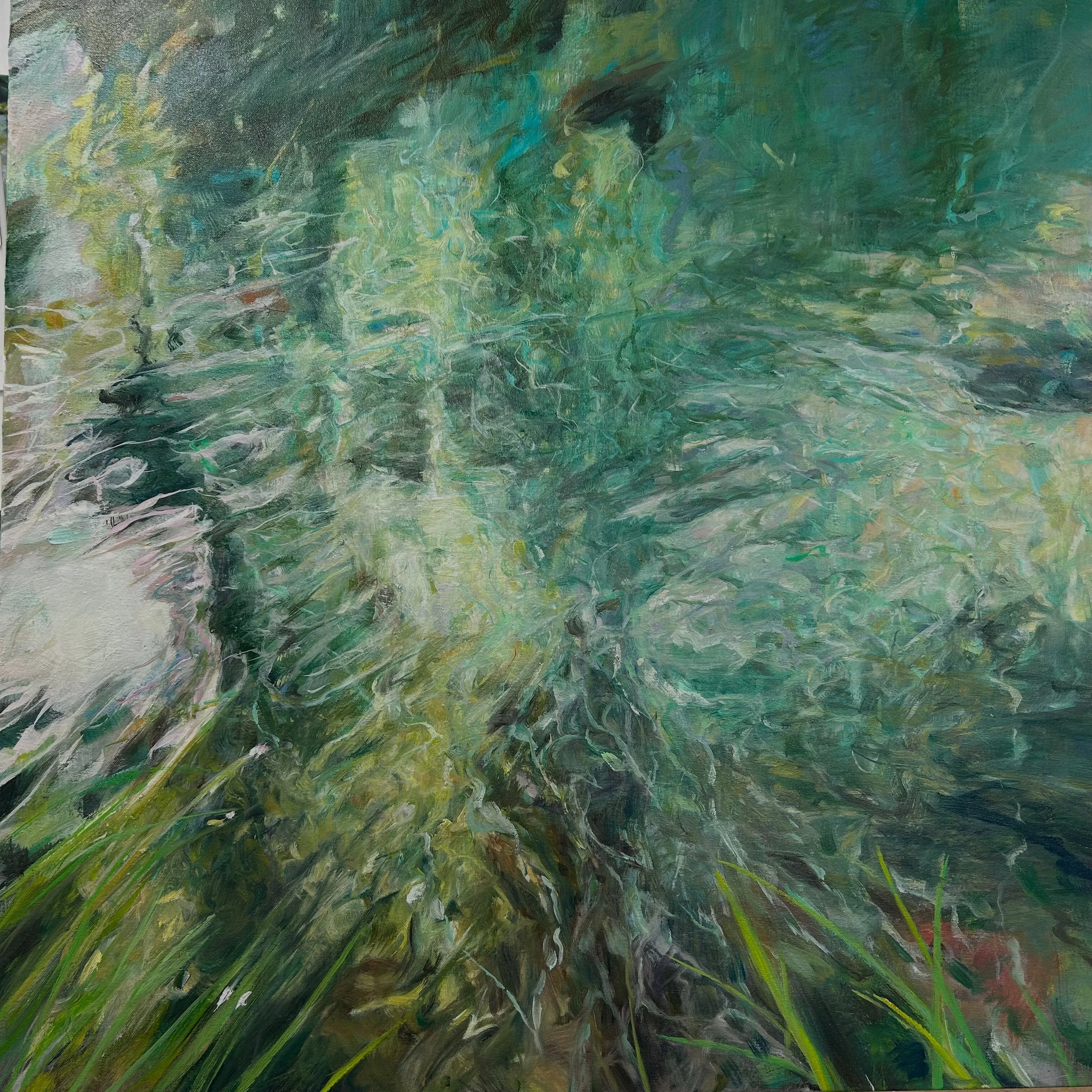 Chalk Stream Series III, Oil on Canvas, 90 x 90 cm