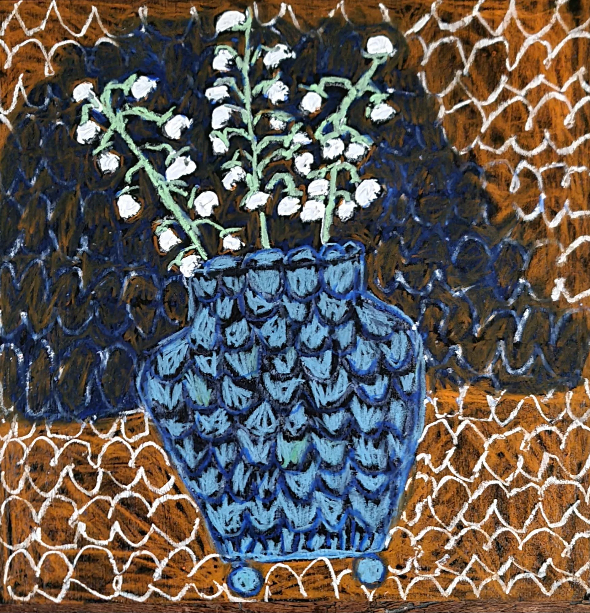 Vase of Snowdrops, Acrylic on Board, 30.5 x 30.5 cm