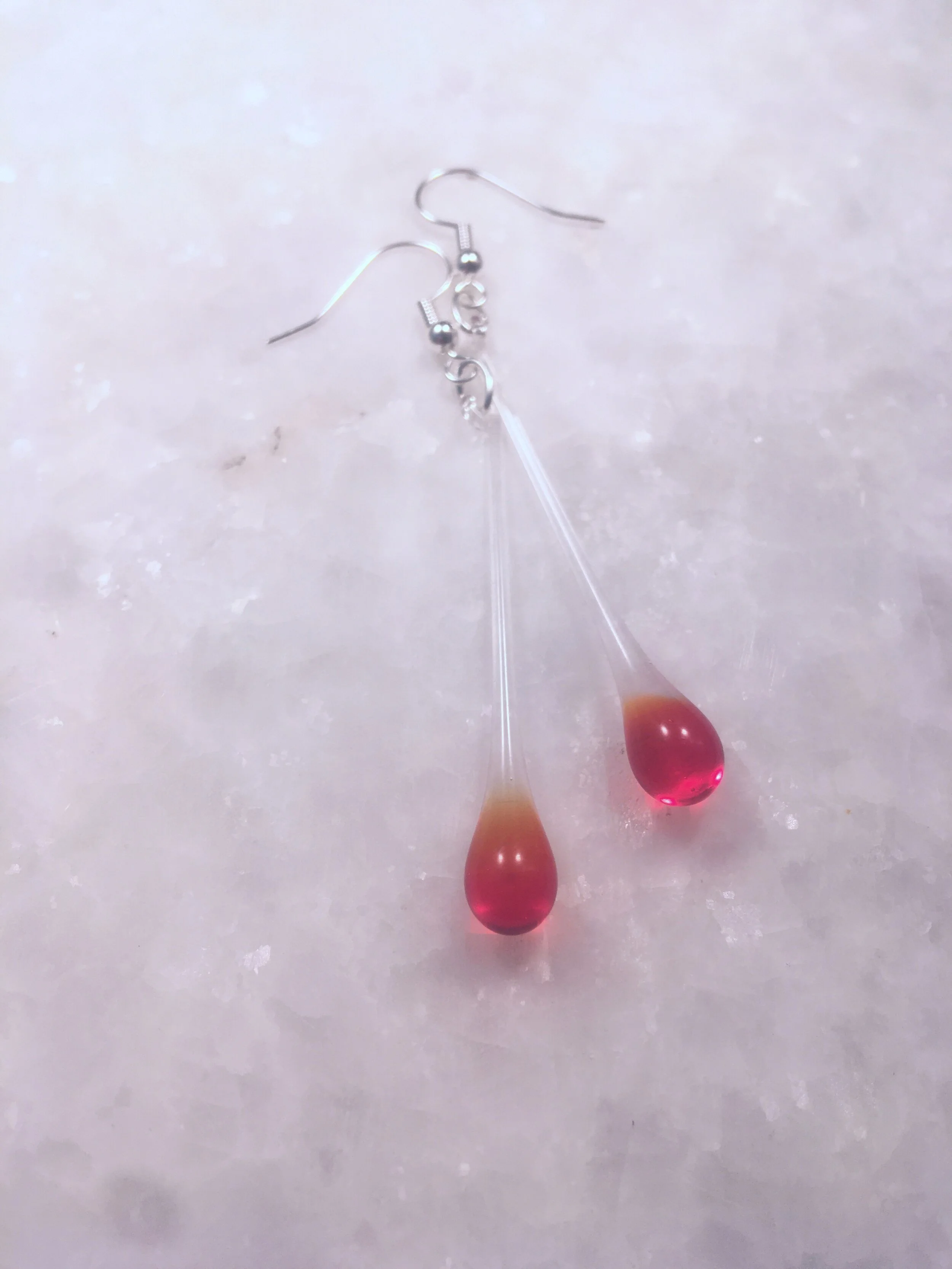 Goutte bicolore rouge transparent