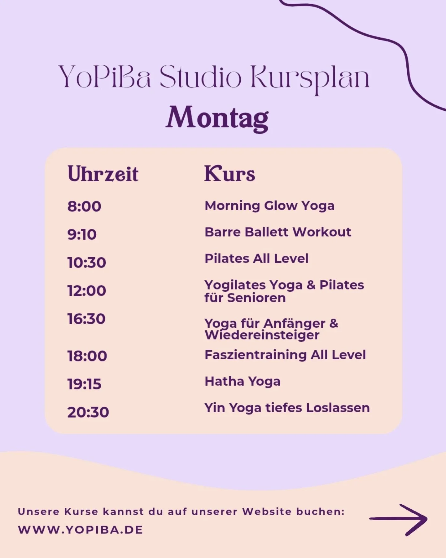 ✨ Neuer Kursplan, neue Möglichkeiten bei Yopiba! ✨
Tauche mit uns ein in Bewegung, Kraft und Entspannung – auf der Matte und am Reformer. 💪🧘‍♀️
Bei uns im Studio in Gräfelfing erwarten dich jetzt:
🌿 Yoga für Flow & Ba
