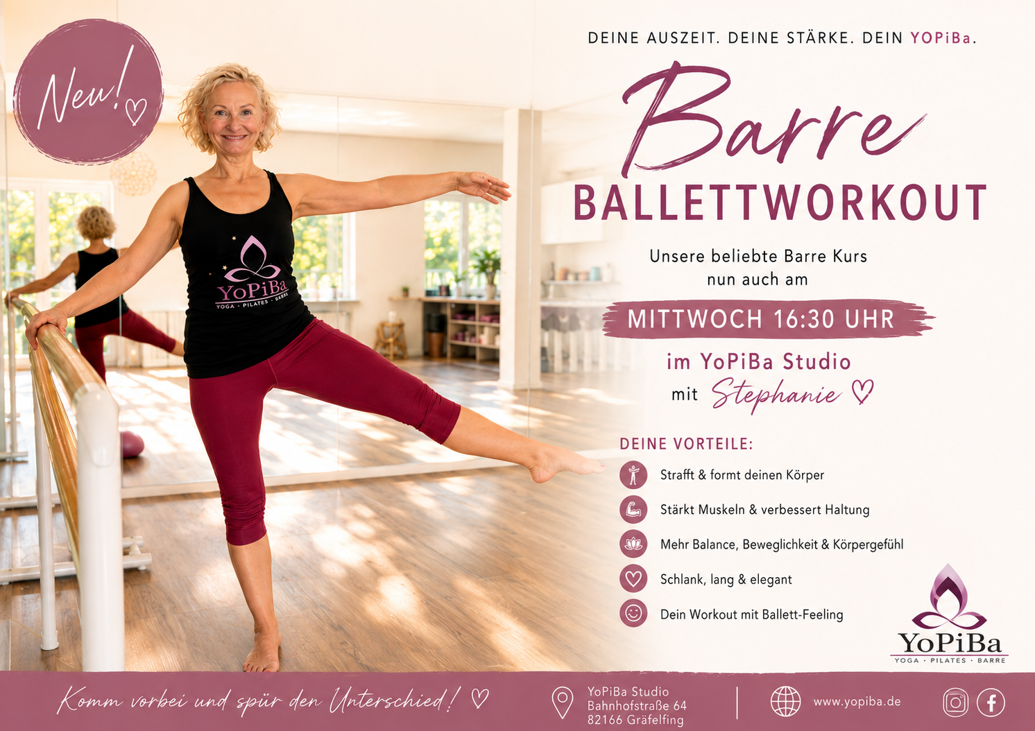 barre Ballettworkout in Gräfelfing bei müchen , trainiere bauch beine po an der ballettstange , sehr beliebtes kardiotraining