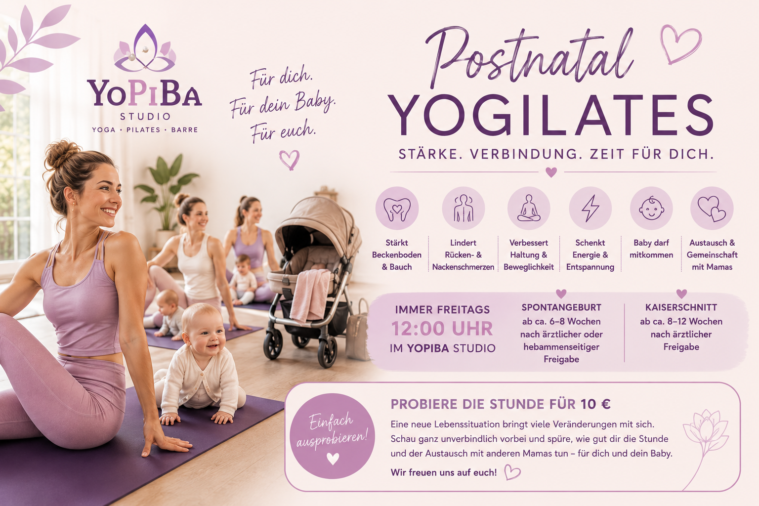 Yogilates postnatal im yopiba in gräfelfing rückbildungskurs bei müchen