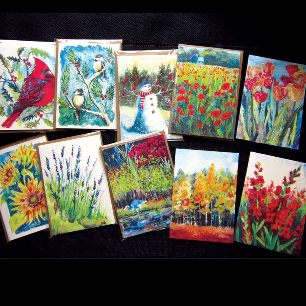 Colorful  5x7 Blank Fine Art Greeting Cards with Matching 2x2 Sticker-Free Shipping in USA Vibrant Aged Gracefully