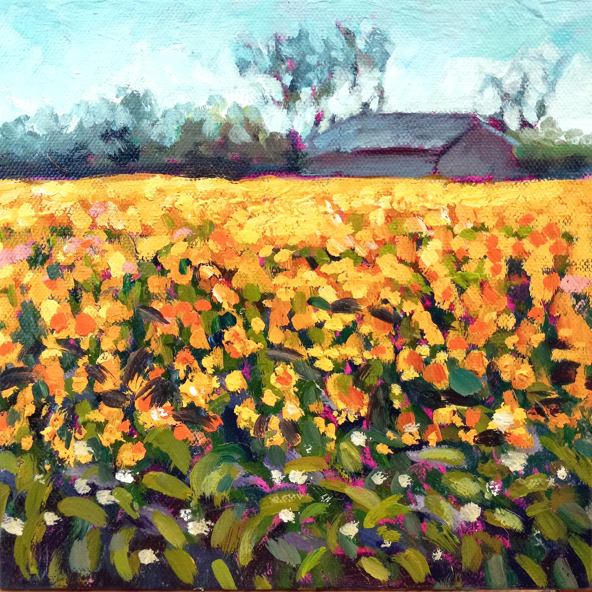 Yellow Field 8"x8"