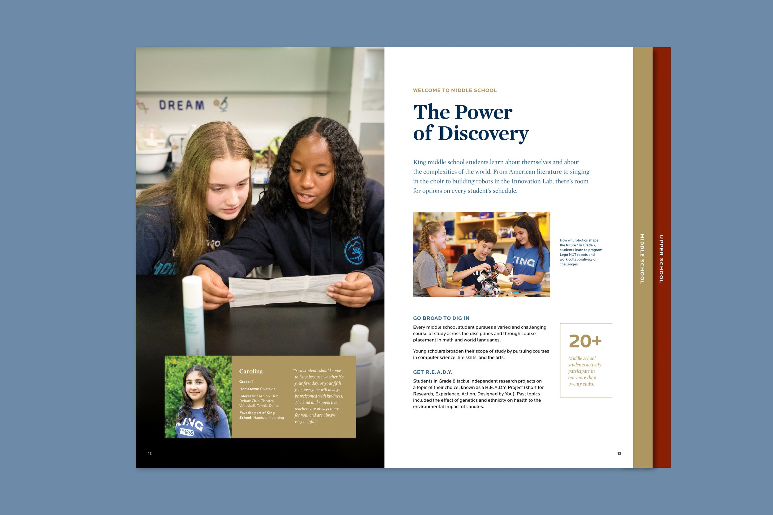 Next, we move into the Middle School section, where the design remains consistent with that of the Lower School, maintaining a cohesive and intuitive experience while adapting to the more advanced content for older students. Like the Lower School sec