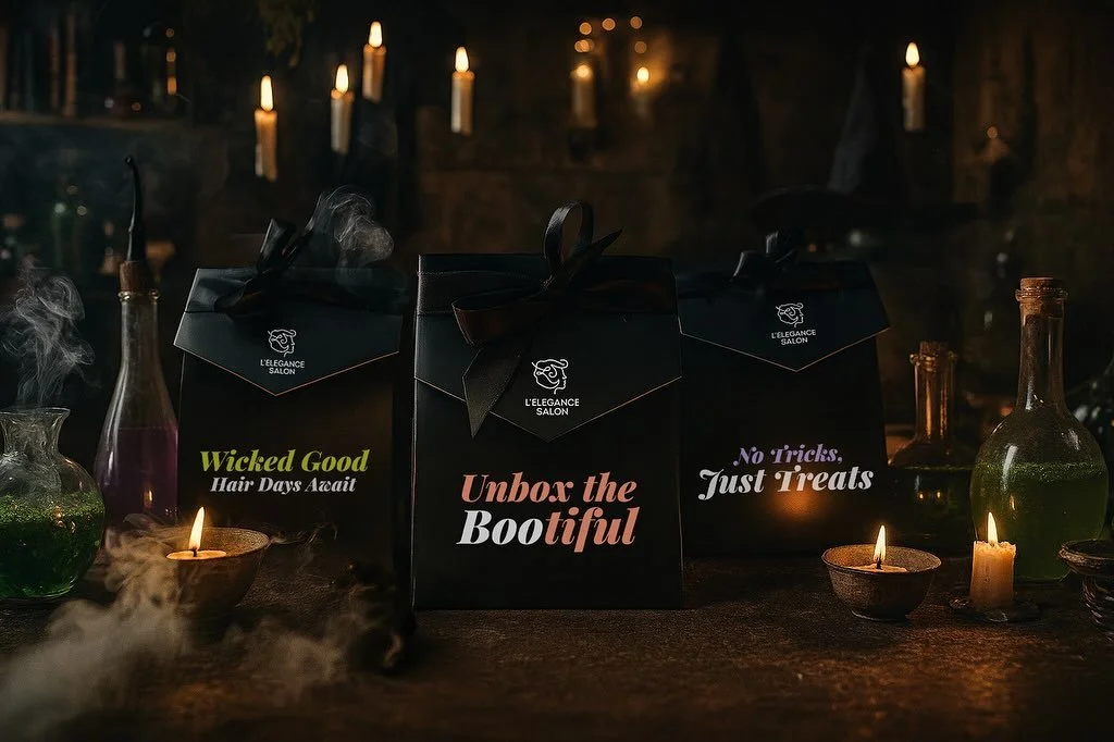 Your tricks, our treats.👻🎃🔮

L&rsquo;Elegance Salon came to us with a hair-raisingly fun idea for October: Boo Boxes 👻&mdash;a seasonal mystery box full of surprises.

We partnered with them to bring it to life: developing the box design, playful