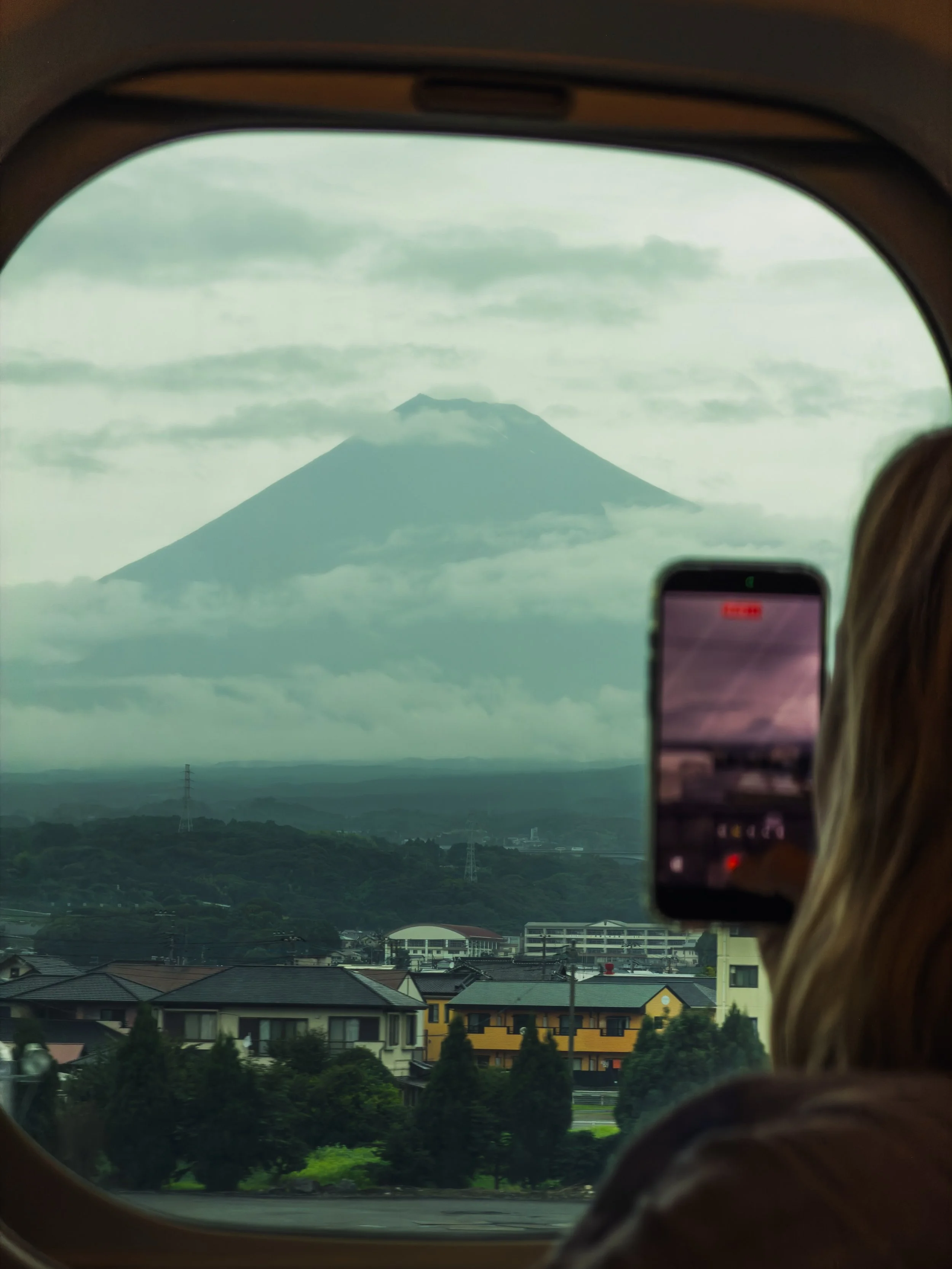 Gliding past Mount Fuji at 186 mph on the Shinkansen to Kyoto. 🚅 @jacqueline1009