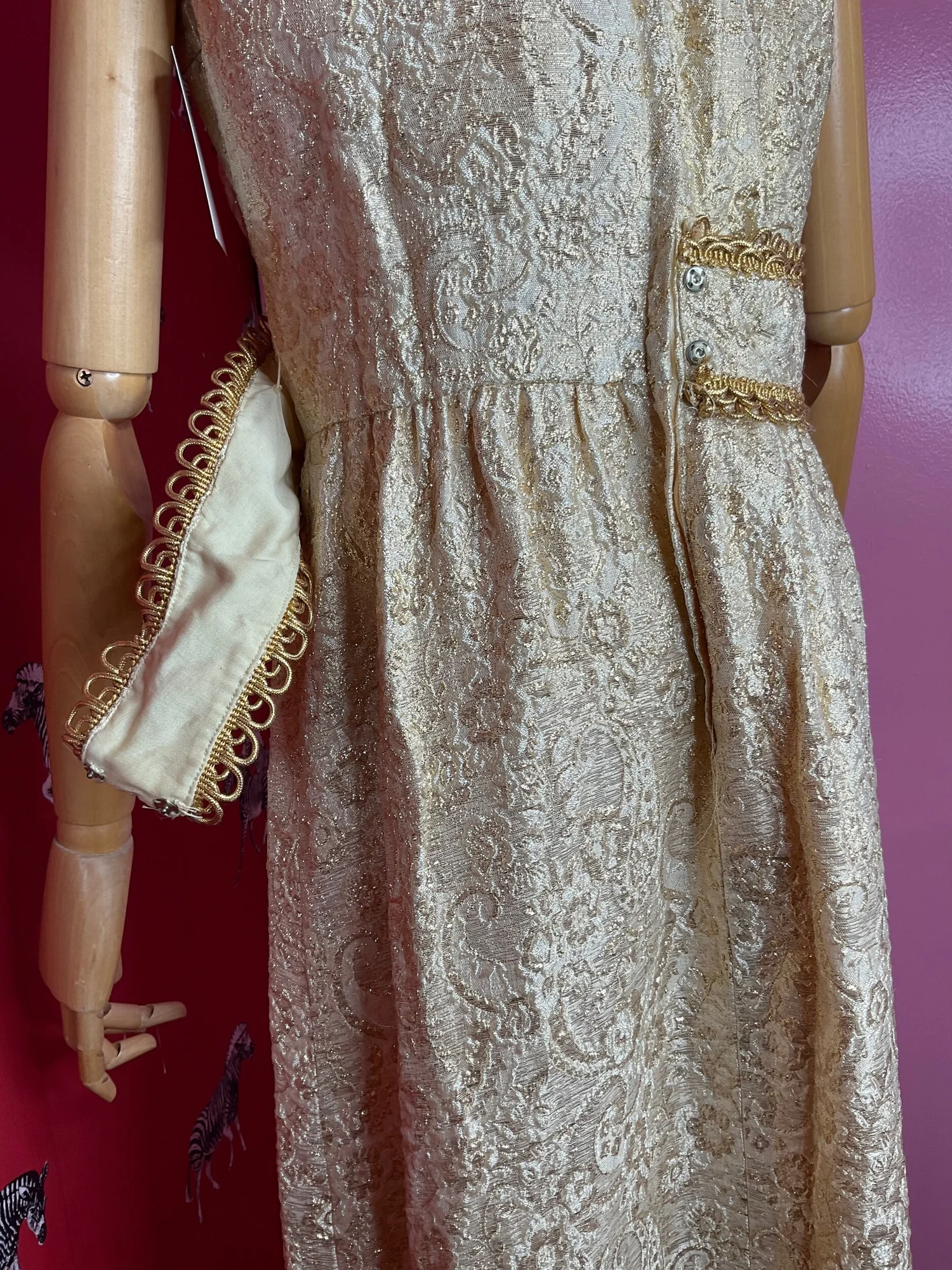 60s gold dress 1960s Gilded Gold Fringe Dress, sz. M