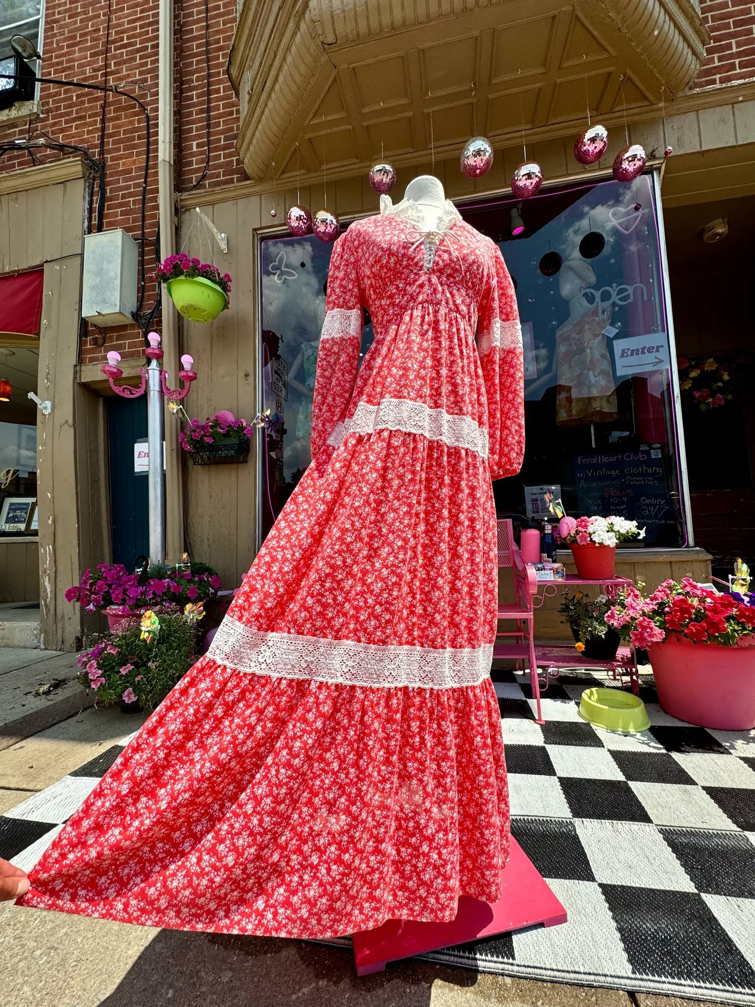 red dress vintage clothing Red Plaid Midi Dress - All Dresses main image 0