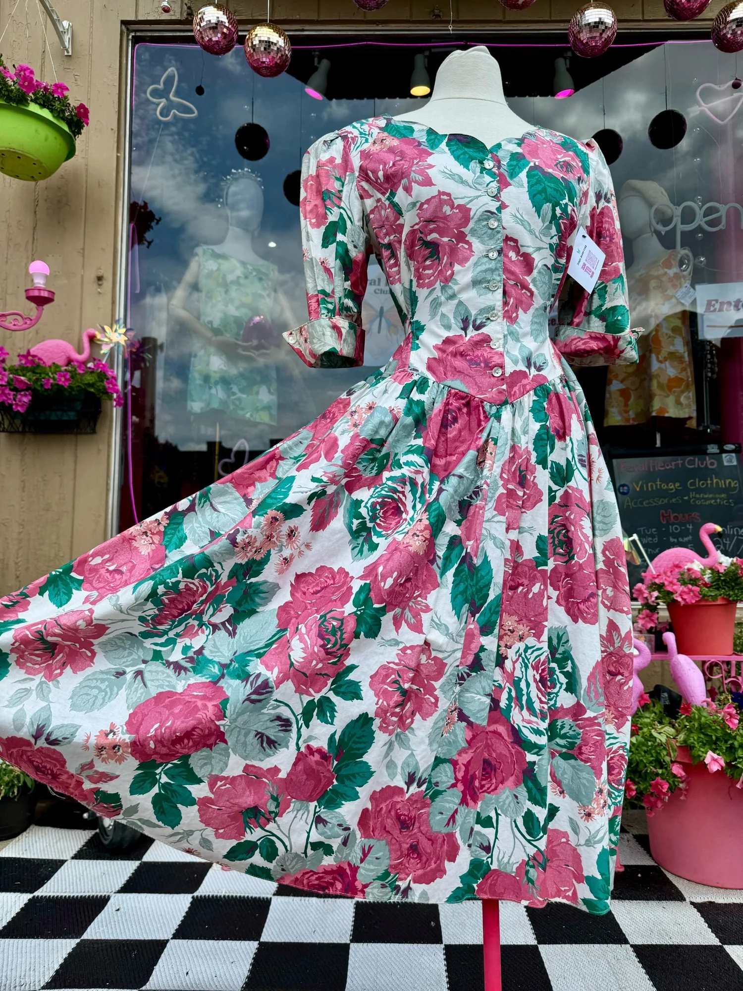 Rare 80s/90s Pink Floral Maxi Dress by Maggie Lawrence Size Medium  Feral  Heart Club