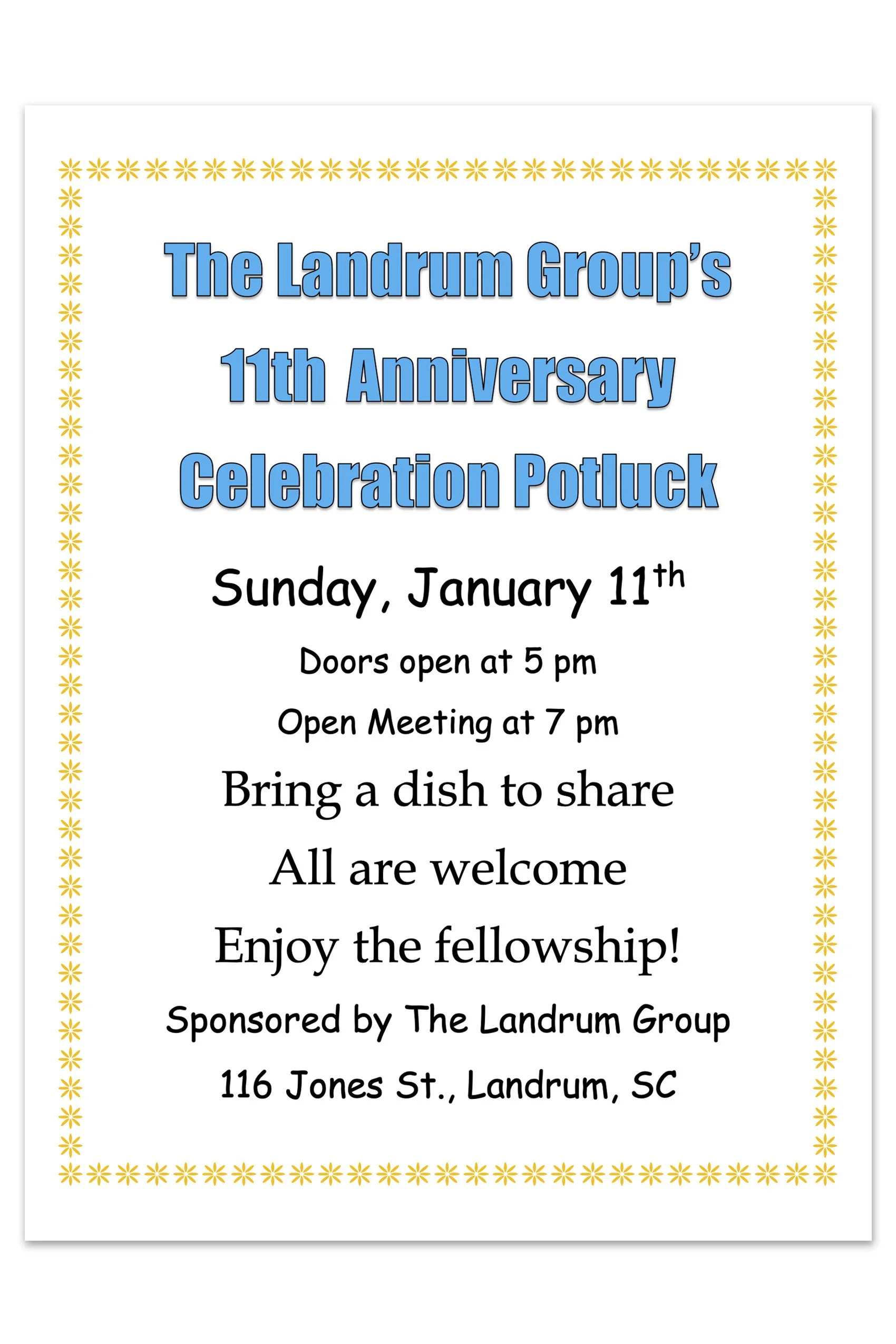 THE LANDRUM GROUP'S 11TH ANNIVERSARY POTLUCK