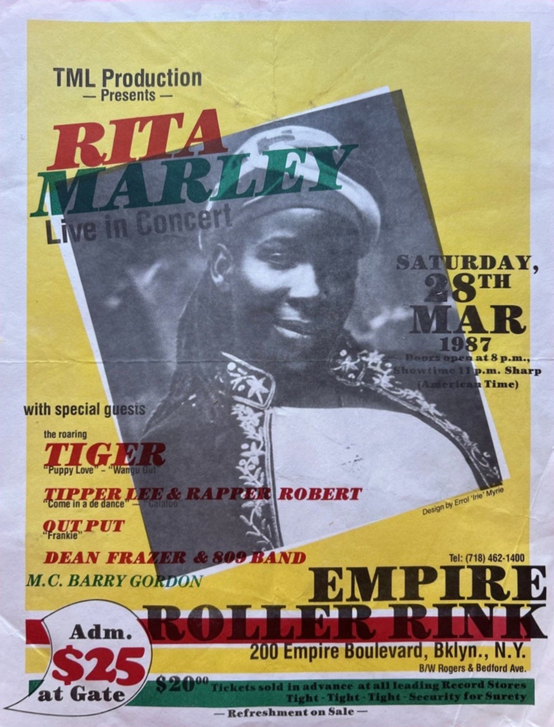Errol "Irie" Myrie
Rita Marley at Empire, 1987