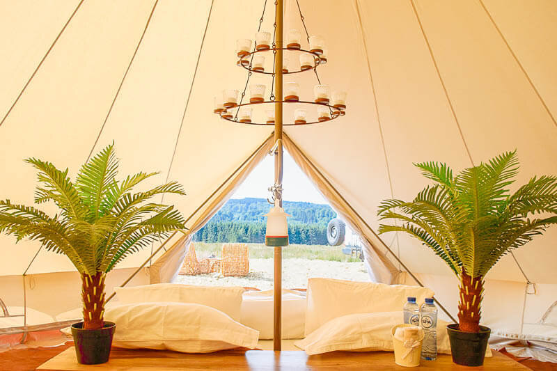 Break out the Moroccan rugs and bohemian throw pillows — a great outdoors experience does not mean you have to rough it. Our canvas tents are your glamping trip essential.  