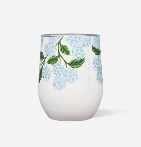 Rifle Paper Co. Corkcicle Wine Tumbler Cream Hydrangea — Write Impressions