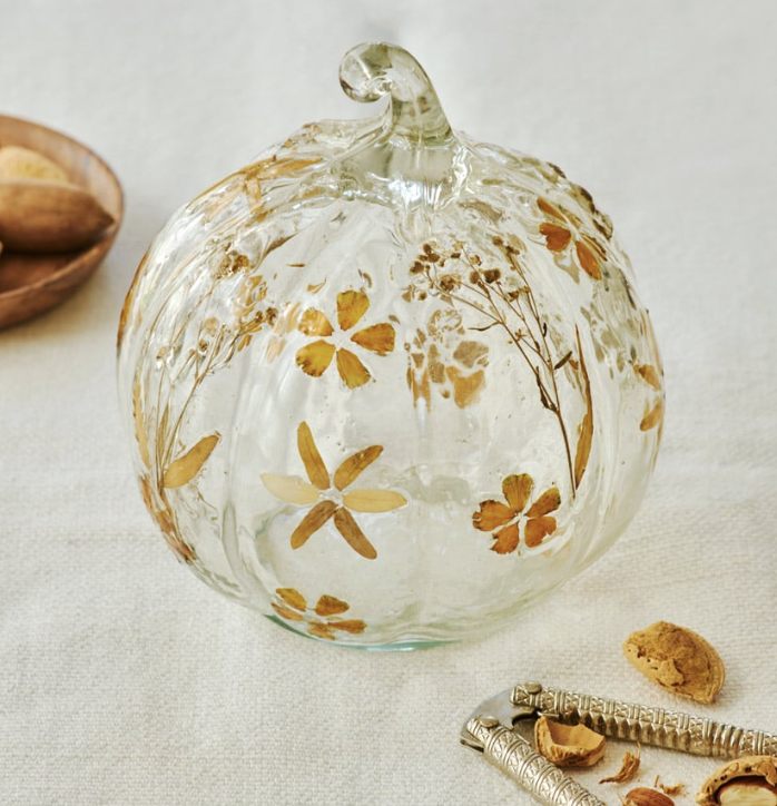 Floral Glass Pumpkin