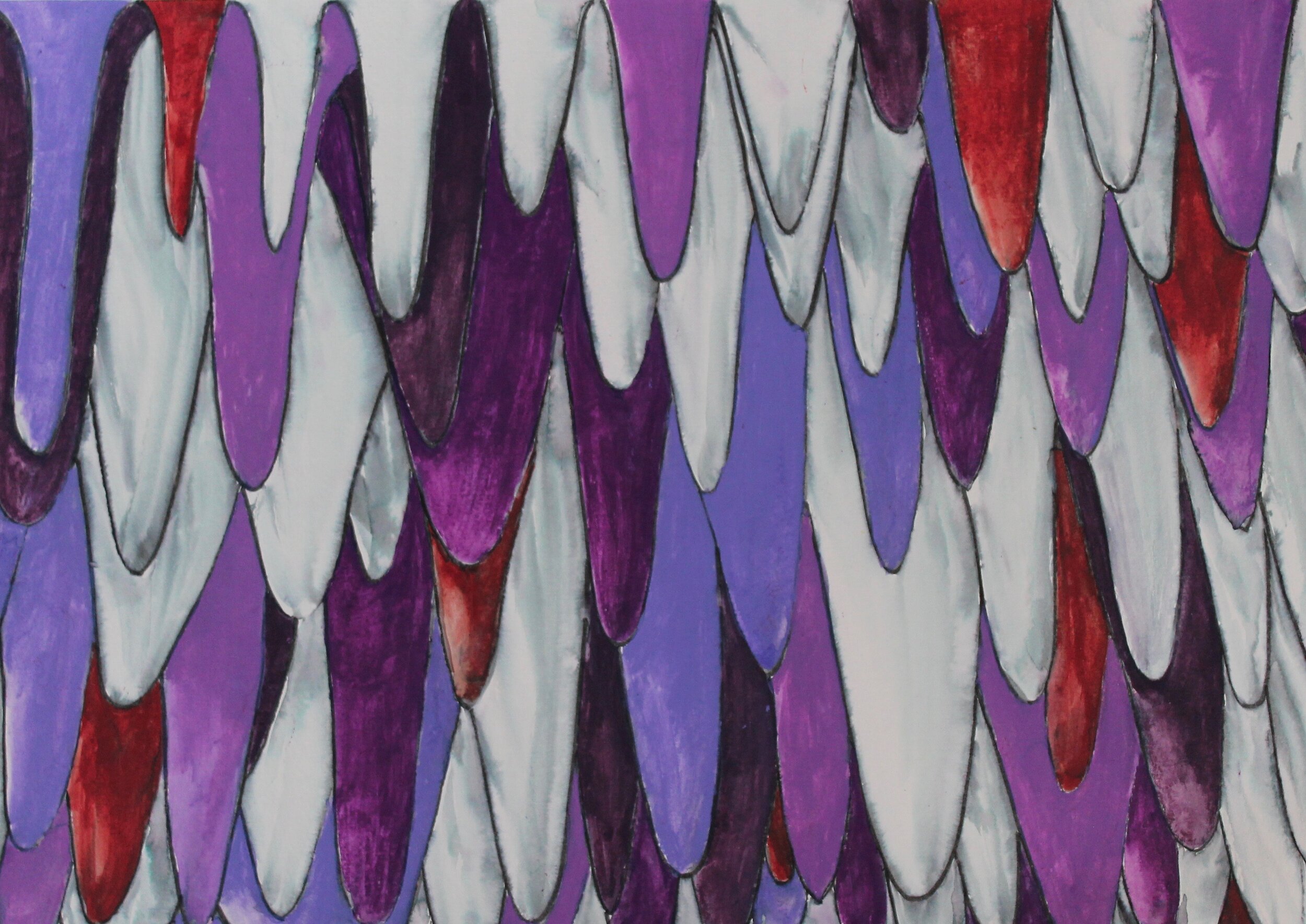 Purple Mystery. 21"x15". Ink and wax.