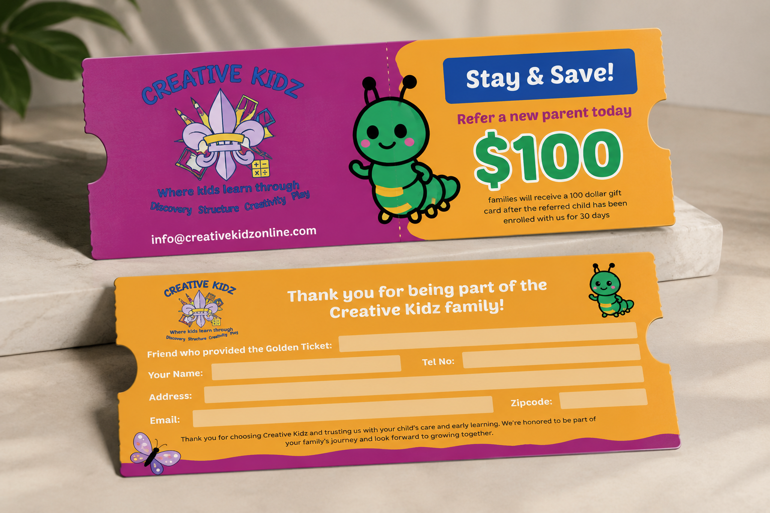 Referral Campaign Golden Ticket Design 
