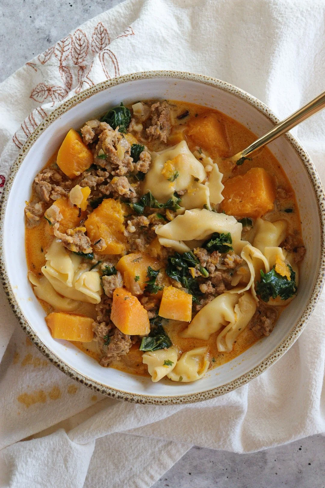 Butternut Squash &amp; Chorizo Tortellini Soup 