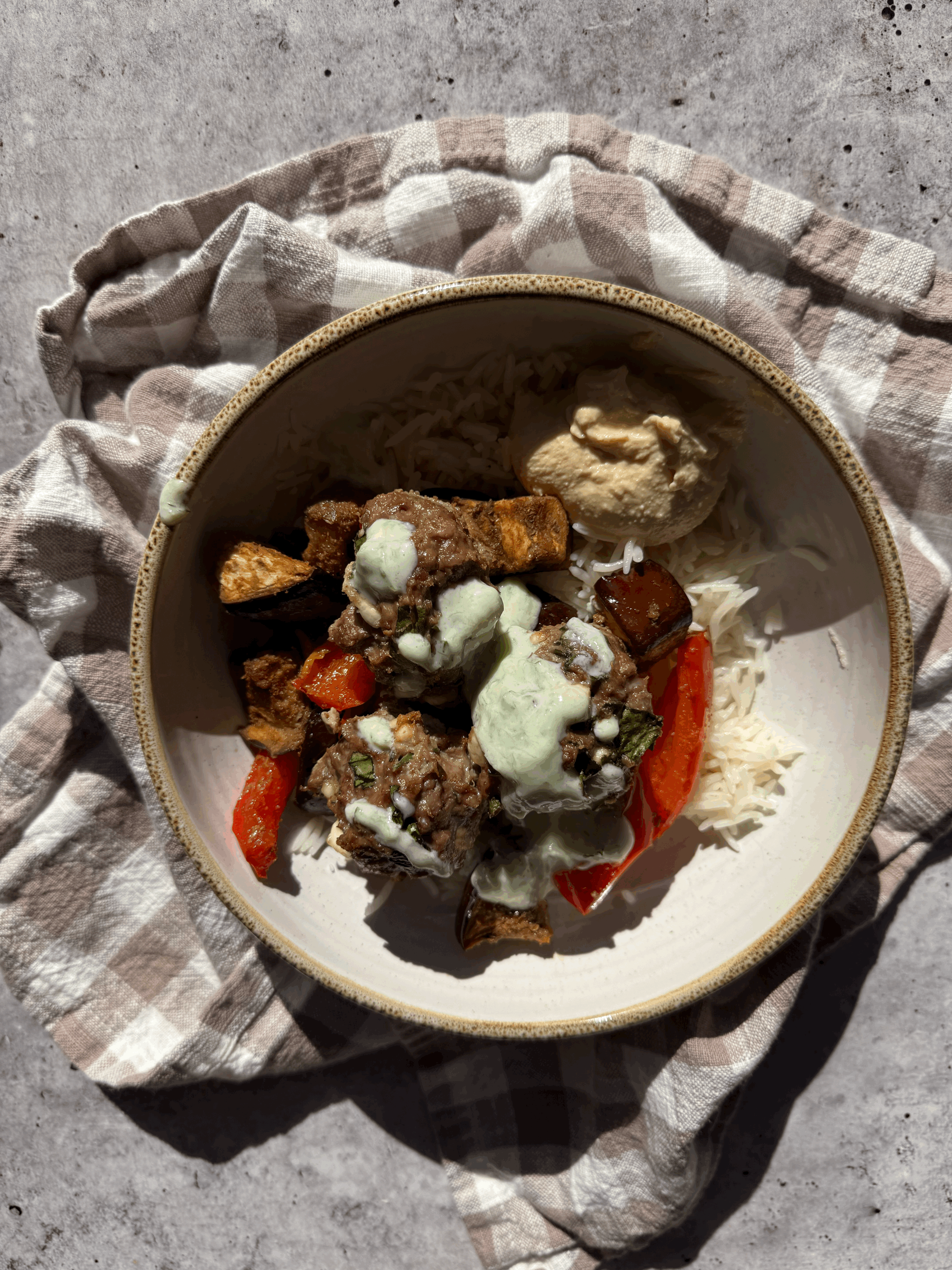 One Pan Lamb, Spinach, &amp; Feta Meatballs with Roasted Vegetables 