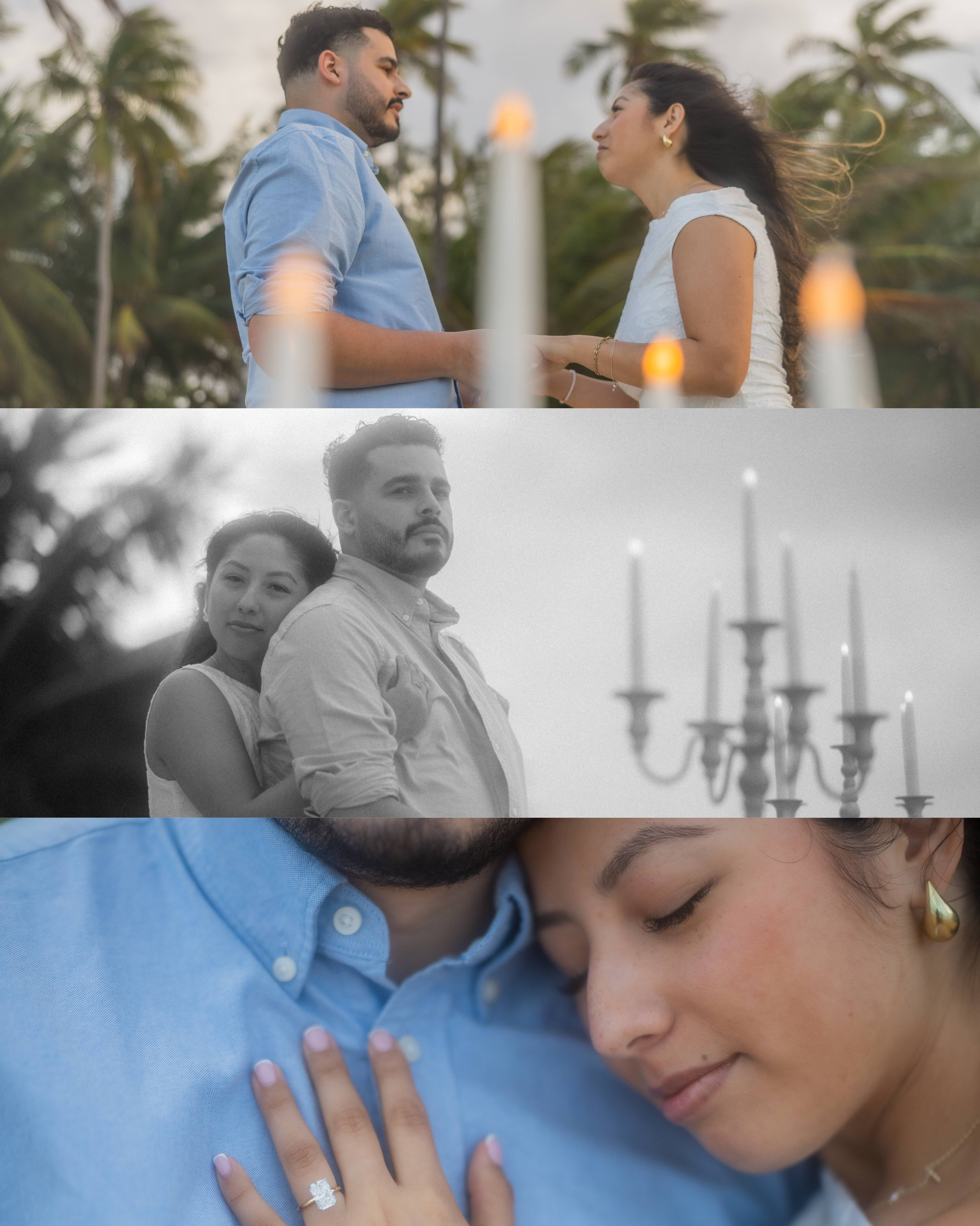 Couple portraits taken by a Puerto Rico elopement photographer during a surprise marriage proposal