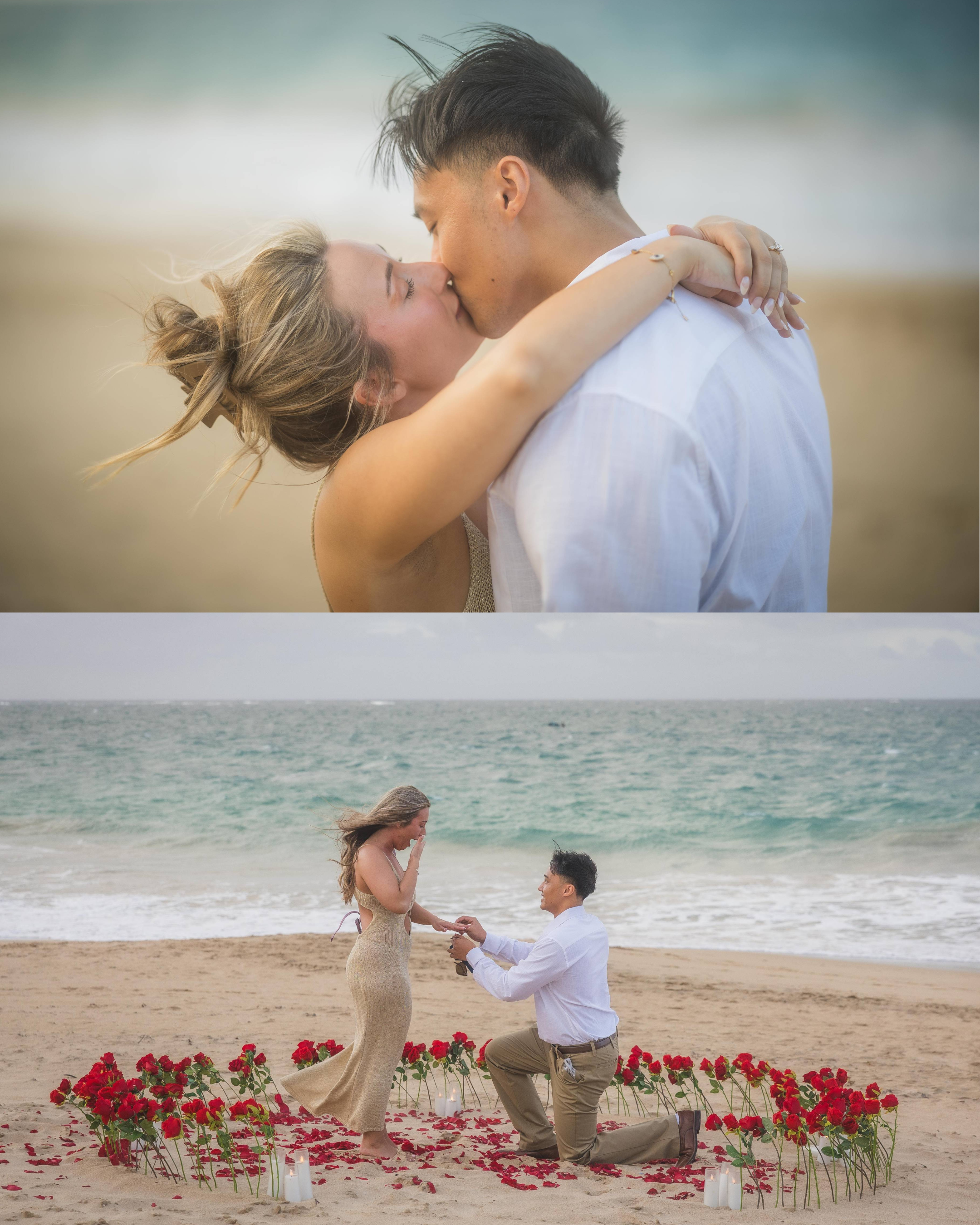 Surprise marriage proposal on a beach in Puerto Rico