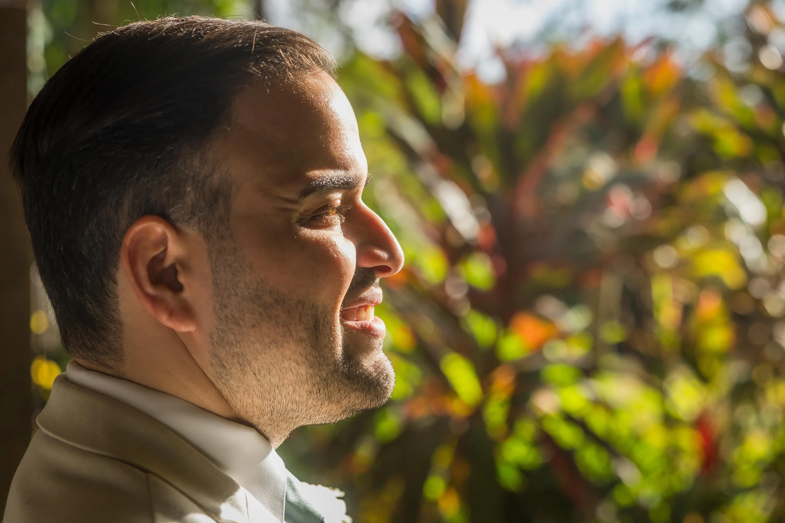 Groom at Hacienda Santiago taken by a wedding photographer in Puerto Rico