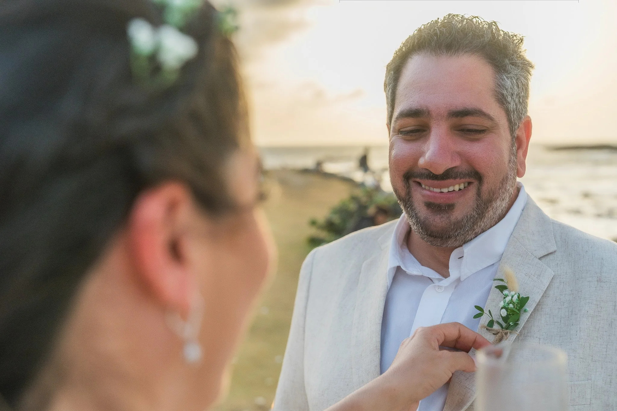 Bride and groom during an intimate Puerto Rico elopement ceremony at Escambrón Beach in San Juan