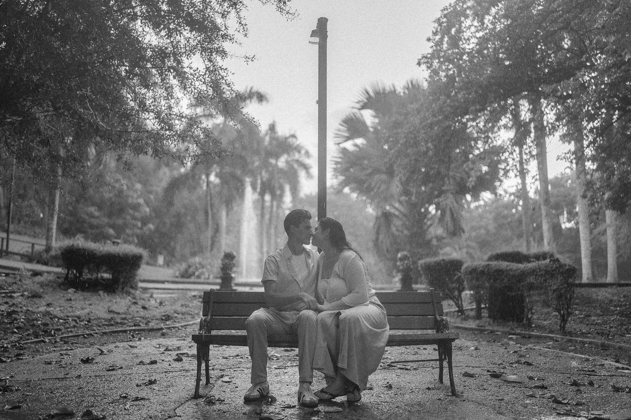 Cinematic black and white portrait of an engagement couple during their marriage proposal in Puerto Rico
