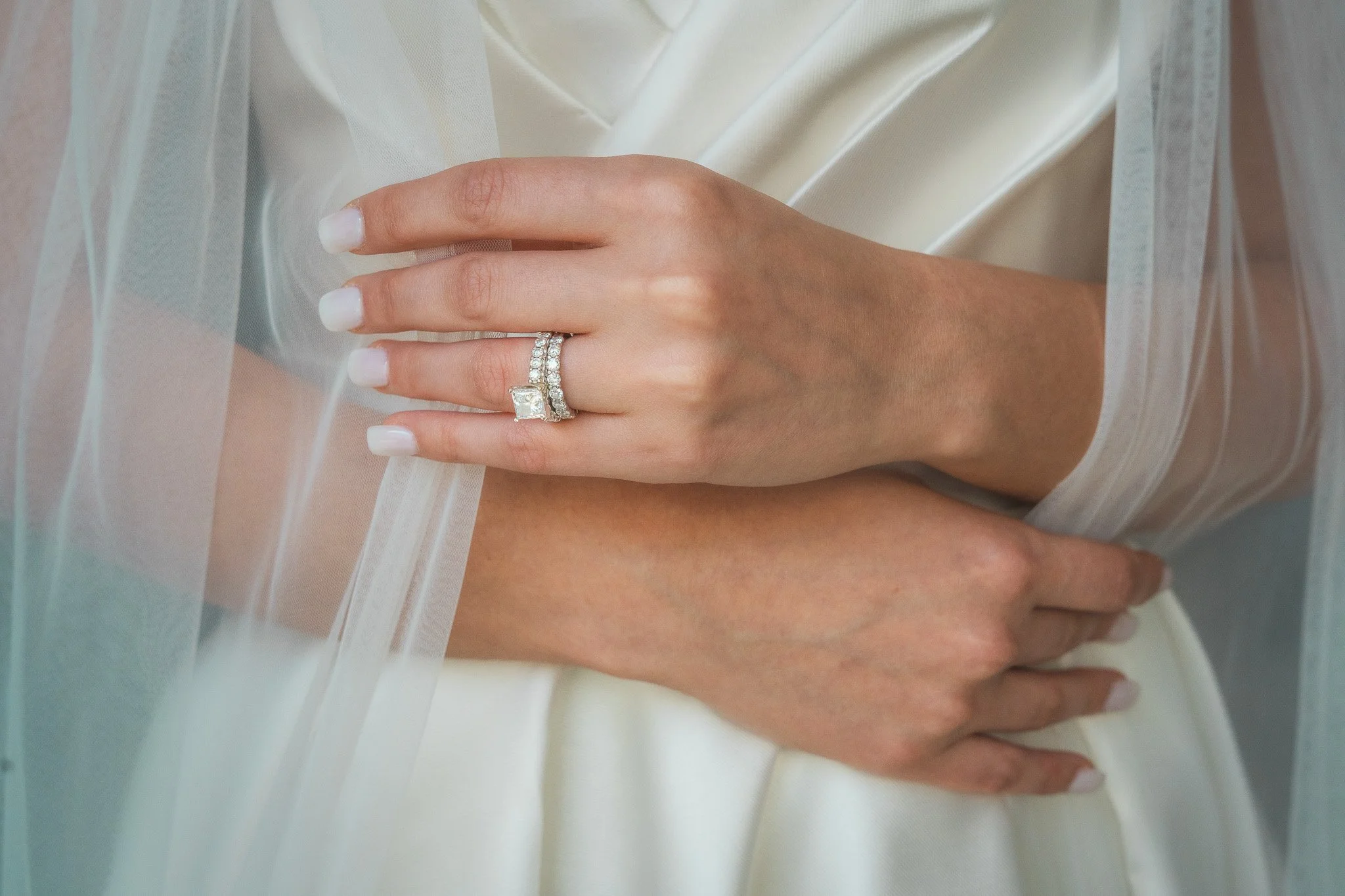 Bride getting ready in a refined bridal suite during a destination wedding