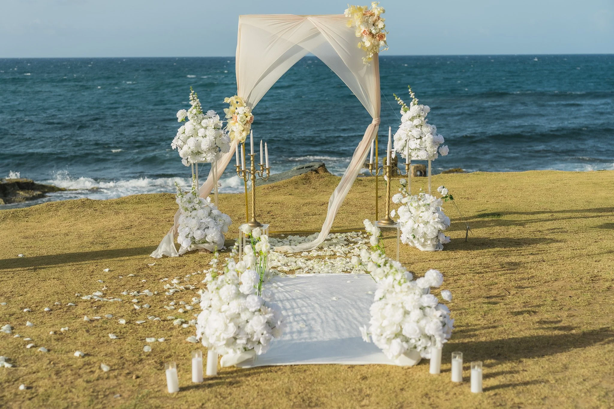 Bride and groom during an intimate Puerto Rico elopement ceremony at Escambrón Beach in San Juan